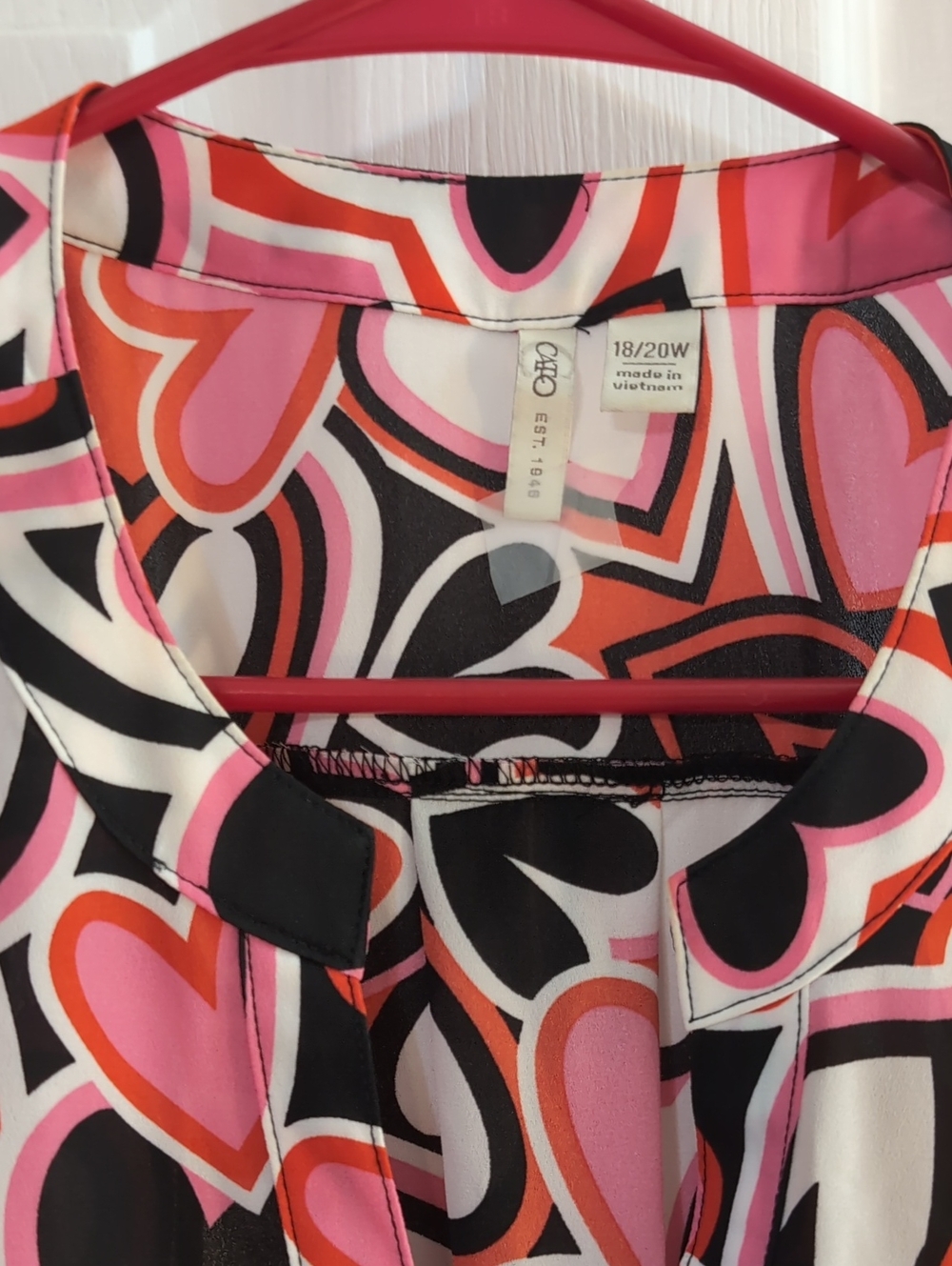 Cato Pink and Black Heart Print Blouse